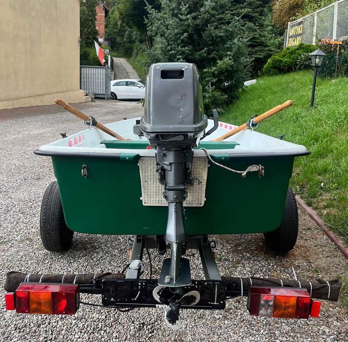 Łódź wiosłowa/wędkarska+ silnik suzuki 6km+ przyczepa slipowa/portowa