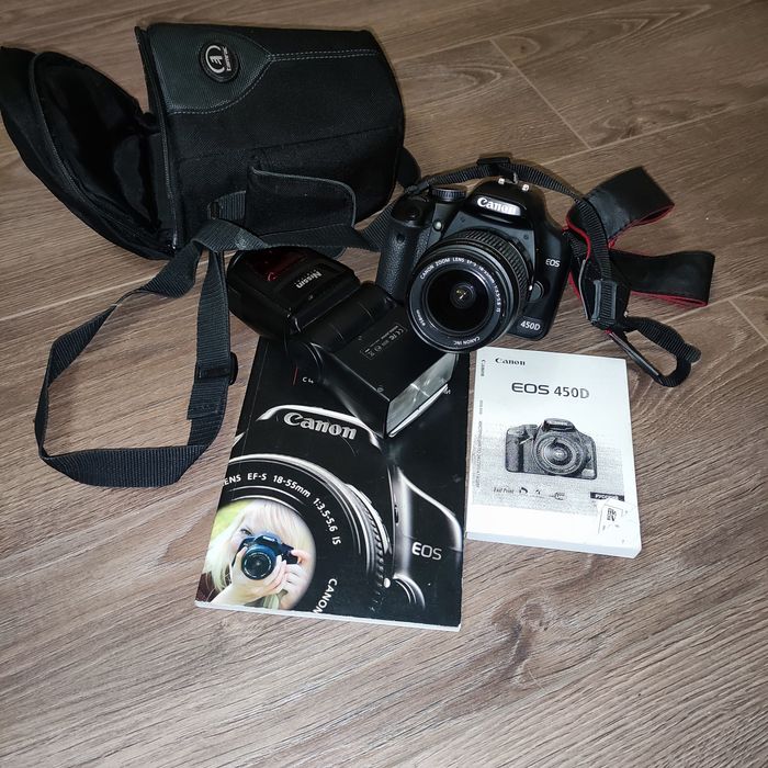 Canon 450D+ доп вспышка, чехол