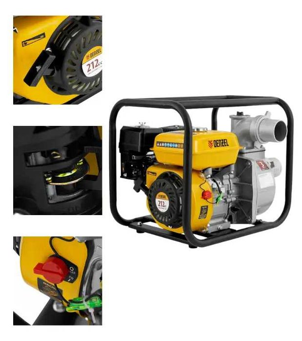 Мотопомпа для чистої води бензинова Denzel 4-тактна 1000 л/хв 80 мм