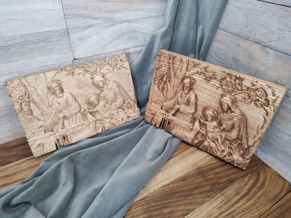 Ikona Obraz drewniany Święta Rodzina I prezent na ślub rocznicę 30 cm