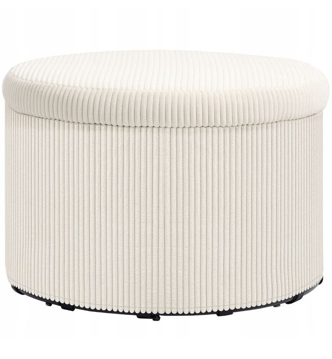 Pufa z pojemnikiem, okrągła, 60x60x41cm beżowa