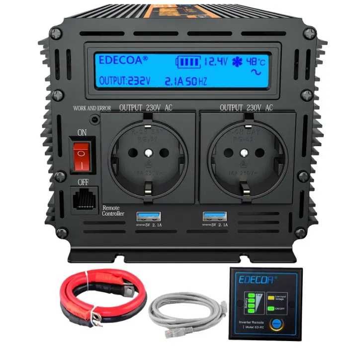 Inversor 12V ou 24V - 220V Onda Pura 1500W Novo p/ Autocaravana/Camião