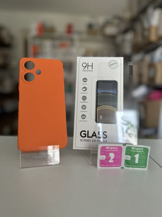 Etui Plecki pomarańczowe + SZKŁO hartowane do XIAOMI REDMI 13C 5G