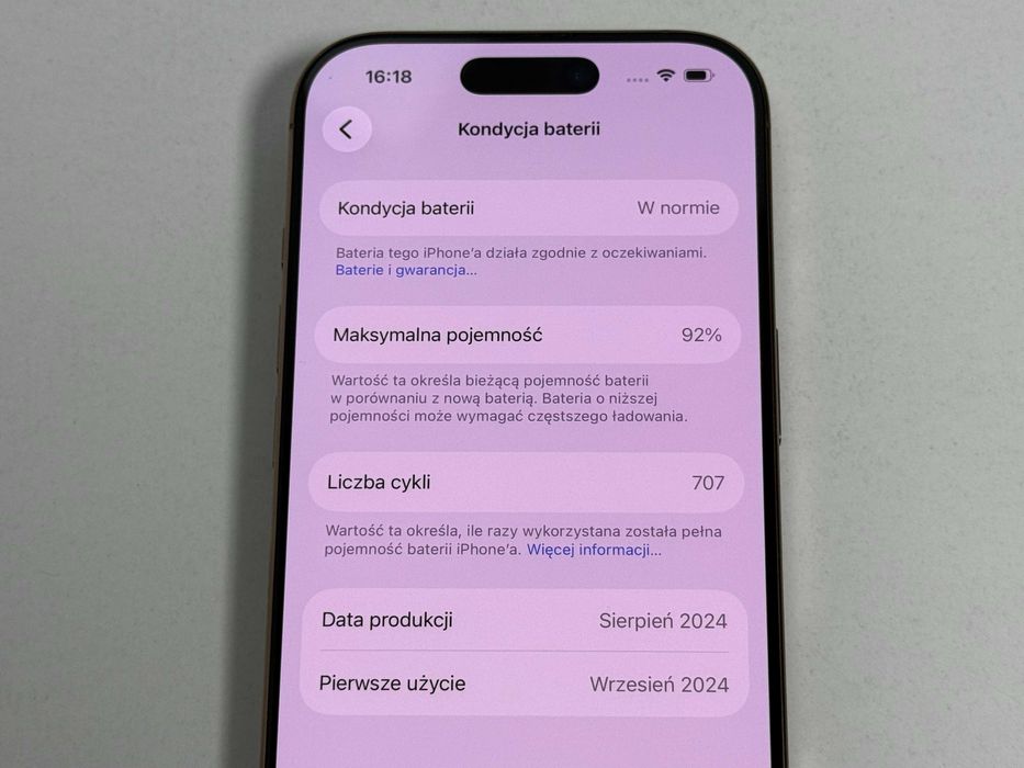 Apple iPhone 16 Pro 128GB Złoty 92% Kondycji Baterii GWARANCJA