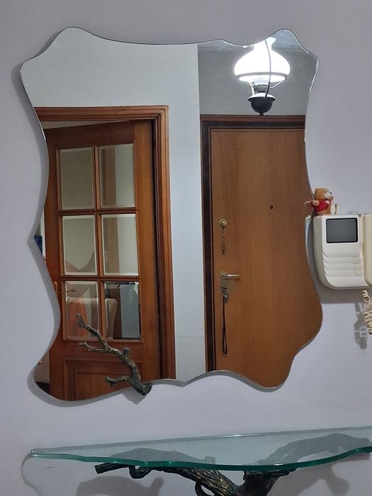 Conjunto  consola em metal e vidro + espelho