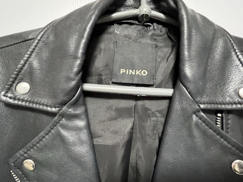 Шкіряна куртка Pinko 1G14YLY672BLACK, косуха чорна, кожанная куртка