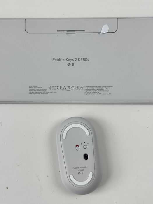 Комплект (компактна мембранна клавіатура, оптична миша) Logitech Pebble 2 Combo Tonal White (бездротовий, Bluetooth, USB-приймач, німецька розкладка)