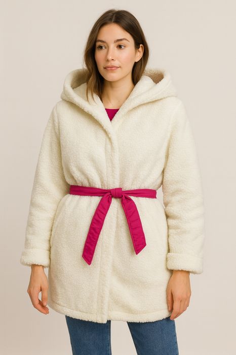 Пальто пуховик куртка двохстороння на овчині розмір S М невелика Л