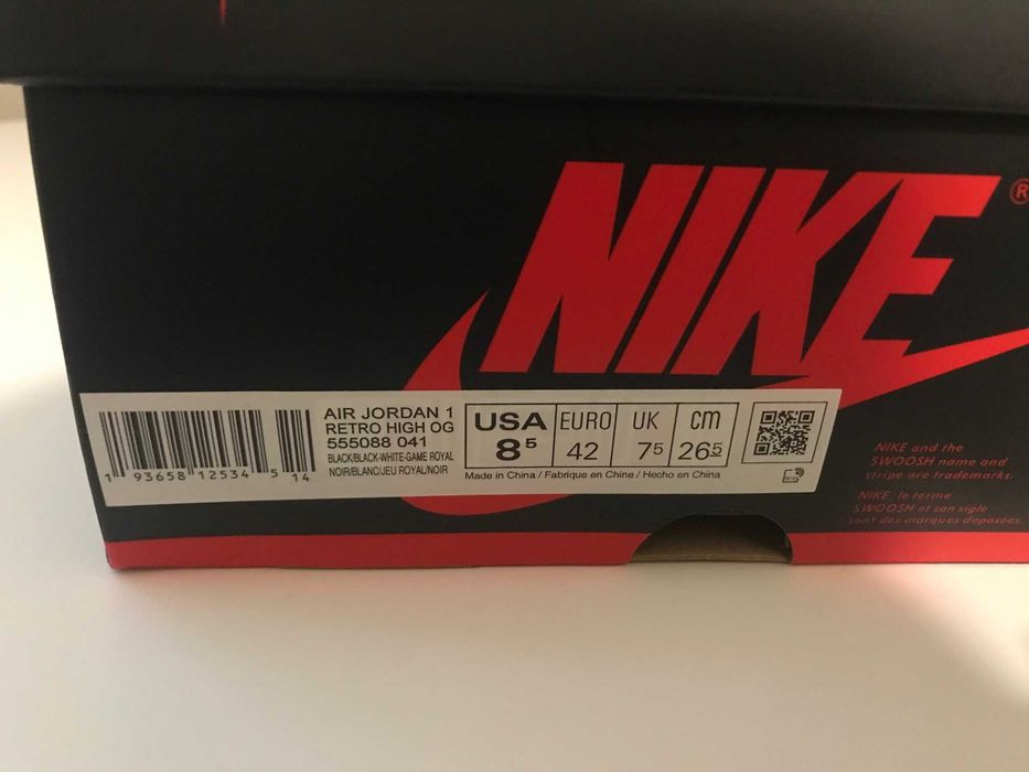 Jordan 1 Retro High Royal Toe 42 EU 8,5 US