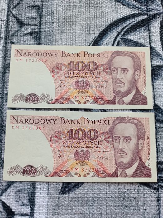 100 zł 2 sztuki kolejne numery seryjne