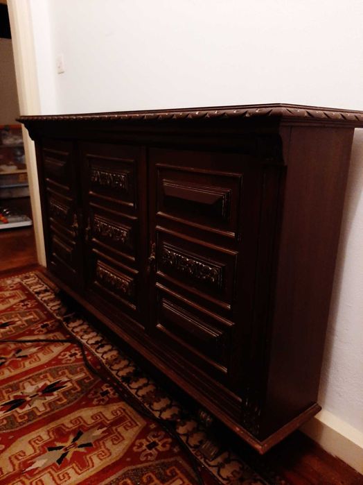 Movel de 3 portas aparador estreito para corredor em mogno