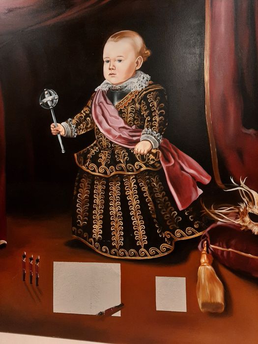 Quadro Grande Pintado à Mão 150x115 cm | Retrato Clássico Barroco