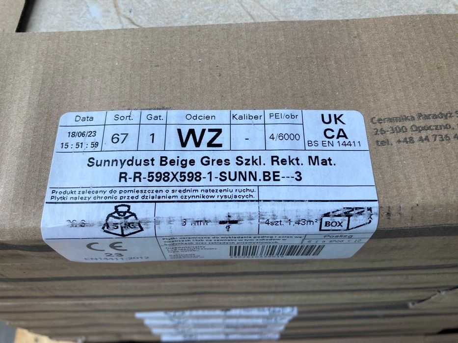 Paradyż Sunnydust Beige Gres szkl. rekt. mat. 60x60 cm