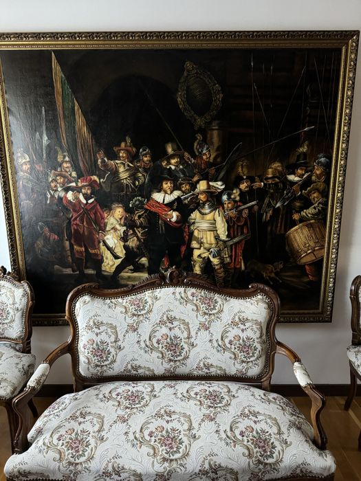 Stara kopia olej na płótnie Rembrandt Straż Nocna duży format