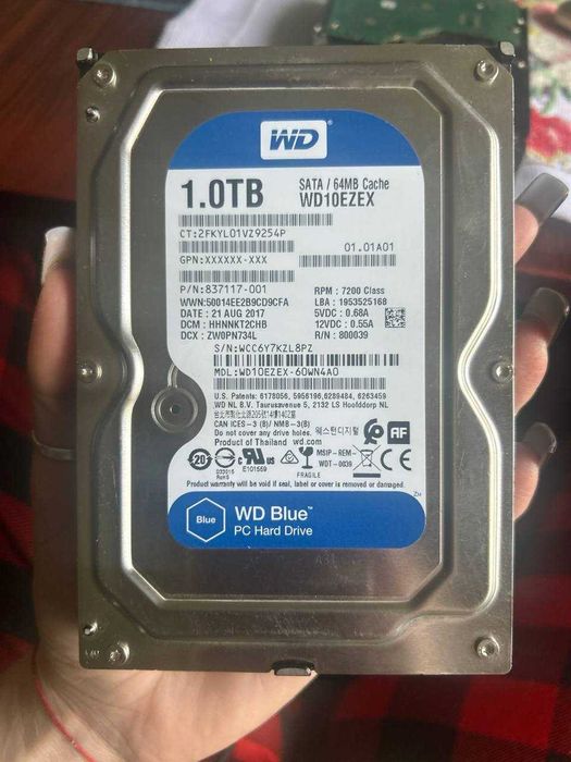 Продам внутрішній жорсткий диск Western Digital Blue об'ємом 1 ТБ (модель WD10EZEX)