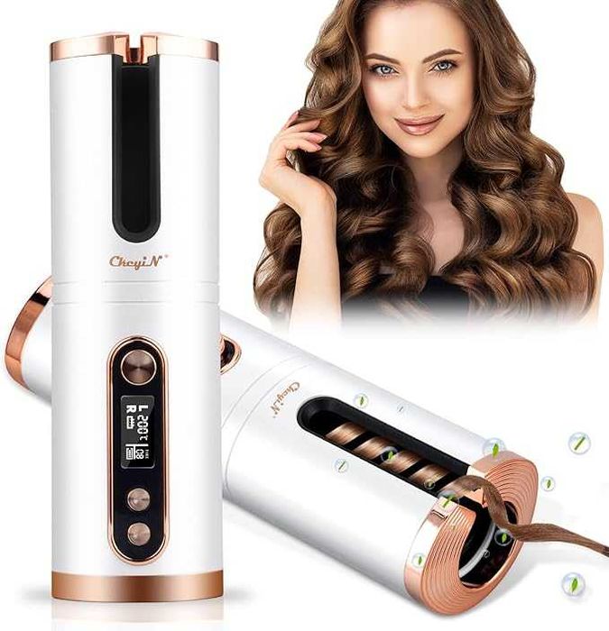 CkeyiN bezprzewodowa lokówka do włosów, ładowana przez USB.