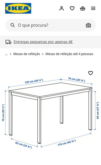 Mesa ikea  125x74cm + 5 Cadeiras Usado em bom estado  ENTREGA DOMICÍLIO GRÁTIS