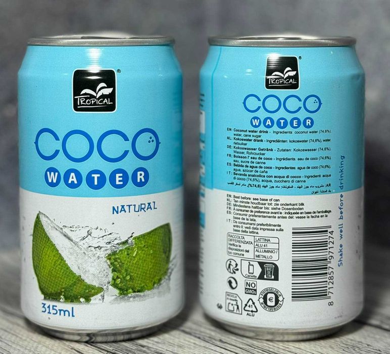 Кокосова вода Tropical natural (натуральна) 315 мл