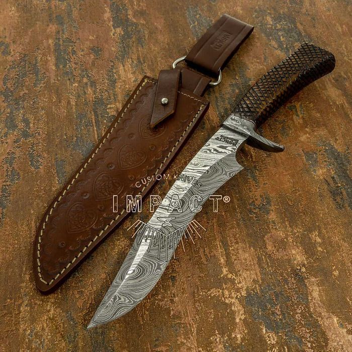 IMPACT nóż Bowie myśliwski Damast z Damastu DM 894 m