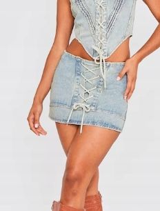 Prettylittlething spódnica jeansowa mini 34 egw