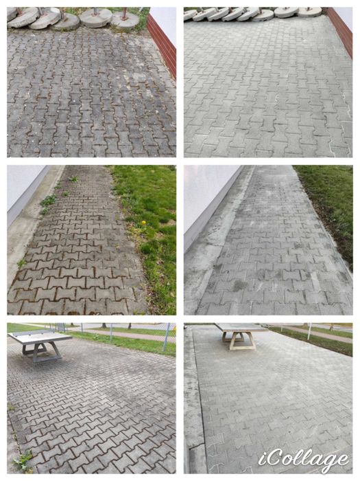 Czyszczenie kostki brukowej, elewacji, płotów, ogrodzeń, tarasów itp