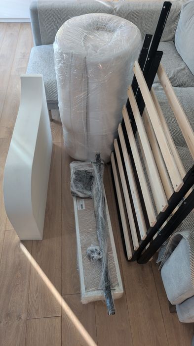 Cama de solteiro 90x200 + colchão memory foam | com arrumação