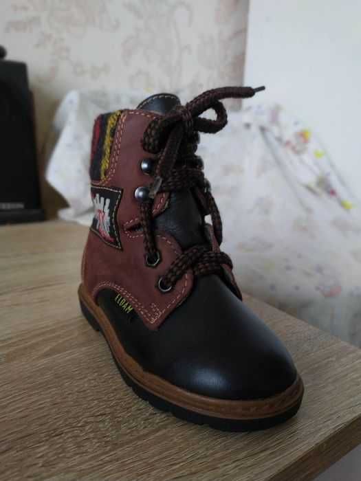 Ботинки кожаные мальчик девочка теплые зимние натуральная кожа шнурки