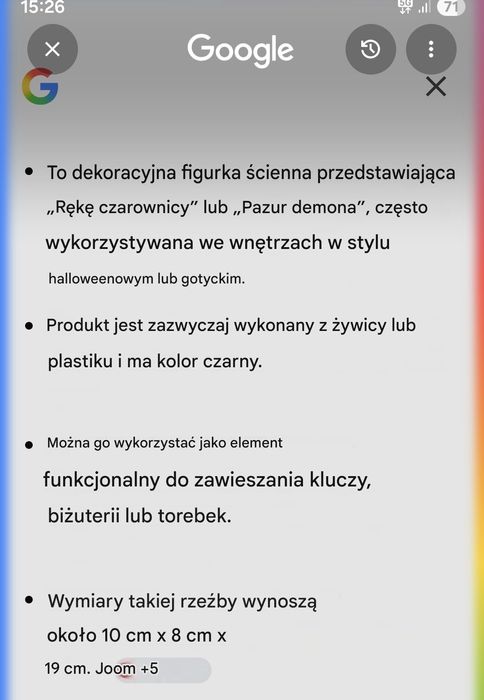 figurka ścienna ręka