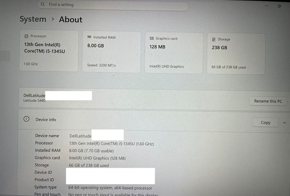 Dell Latitude 5440 i5-1345U 8GB RAM 238GB SSD Gwarancja door to door