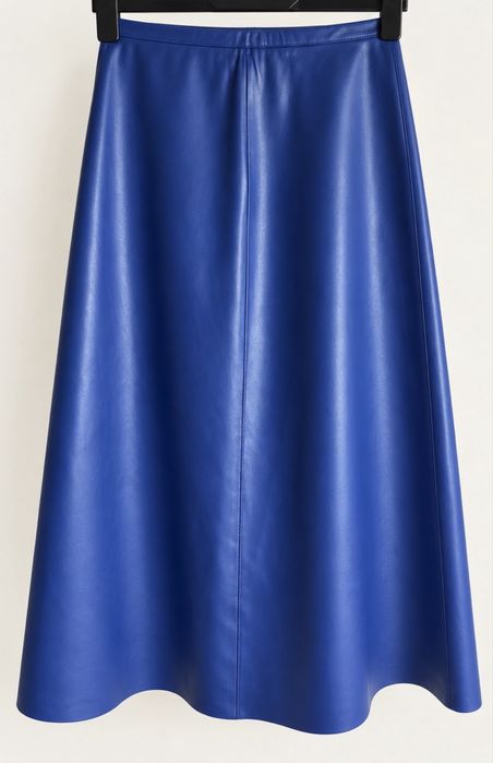 Синя шкіряна юбка Zara міді