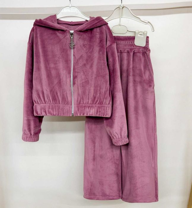 Теплий велюровий костюм 116-158 см велюр на хутрі + штани палаццо