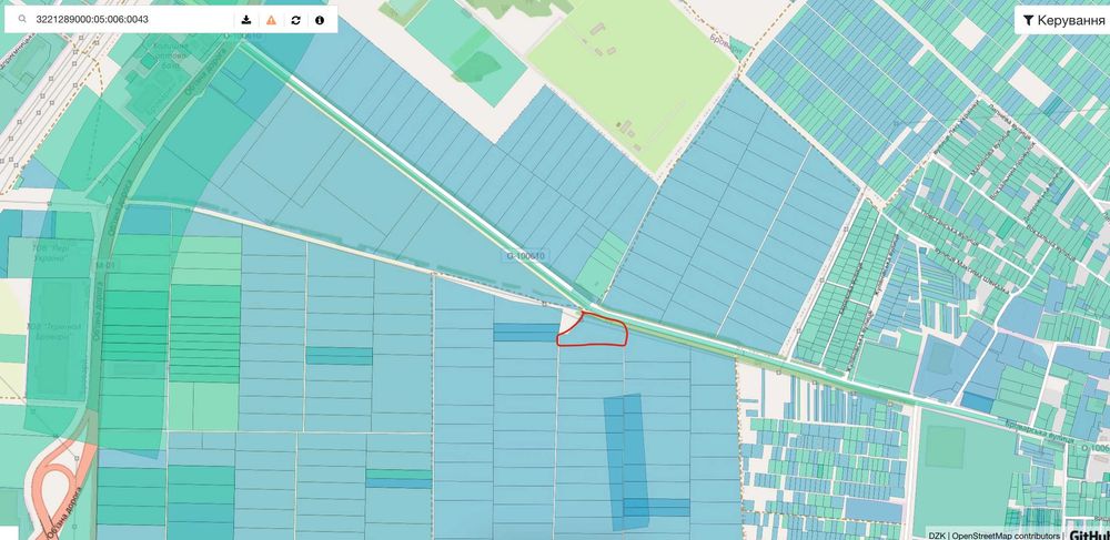 Продаж землі в с.Требухів 1.9 га  фасада дороги