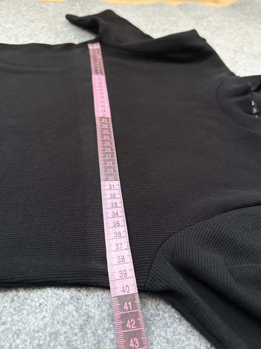 ZARA czarny top damski L półgolf krótki rękaw prążkowany #zara