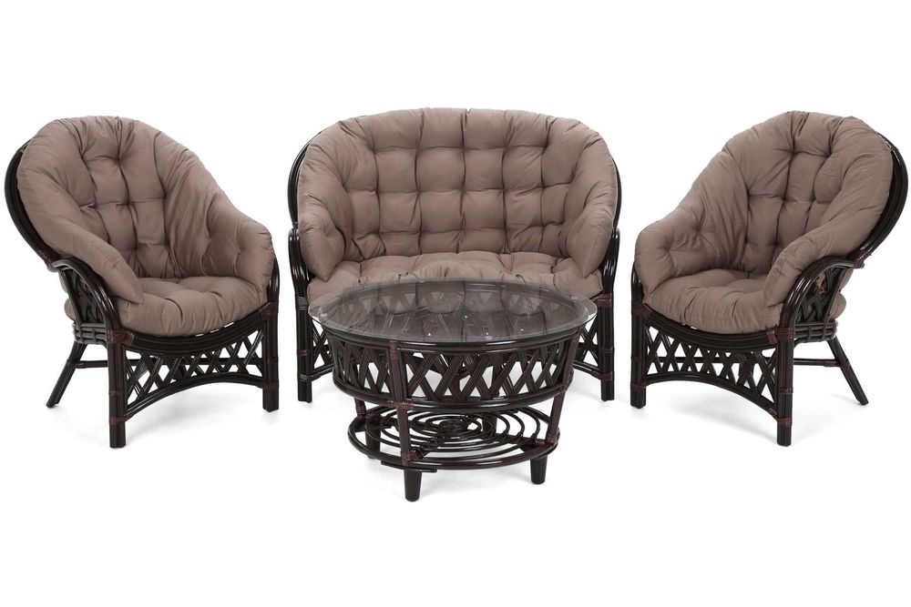 Meble ogrodowe rattanowe Diego Brown / Cappuccino 3+1