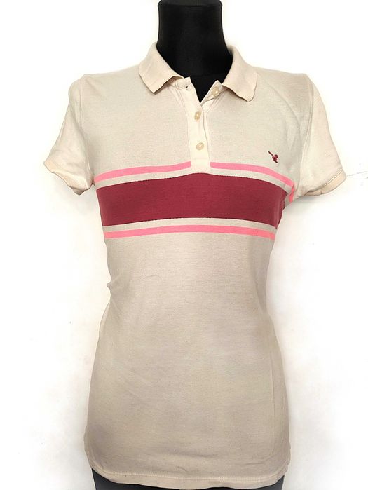 beżowa koszulka z kołnierzykiem polo damska r. 38 American Eagle