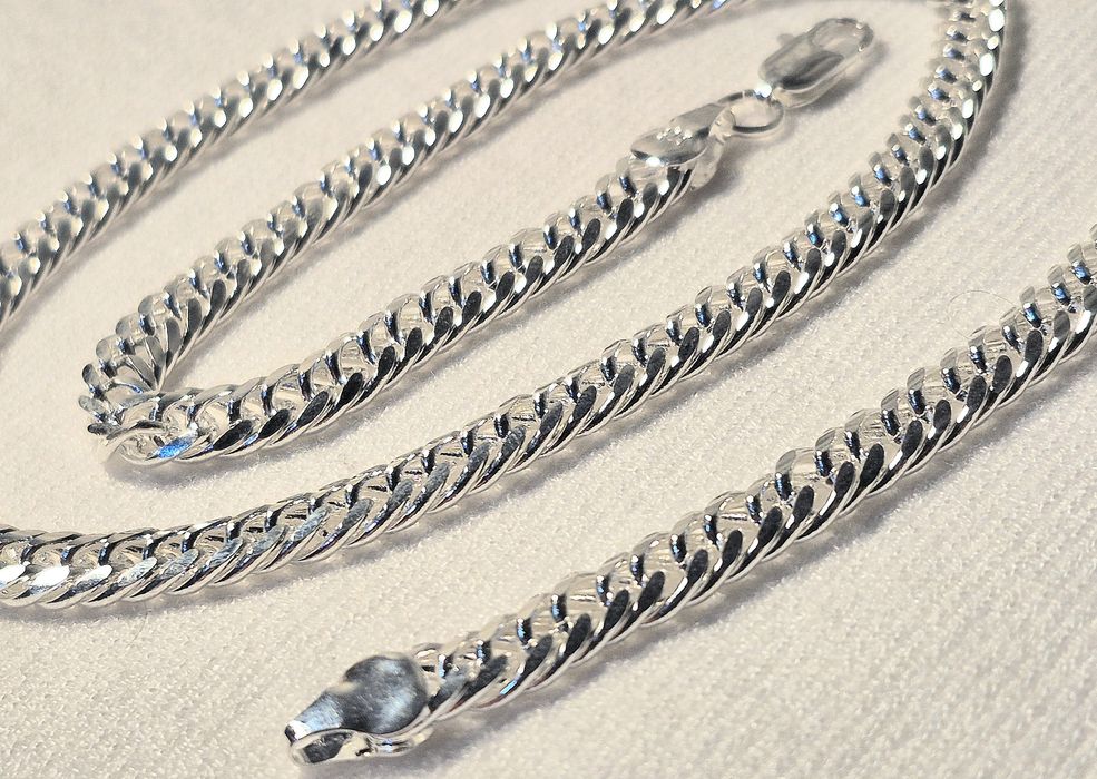 925 Posrebrzany jak Srebro Srebrny Łańcuszek Naszyjnik Pancerka 55cm