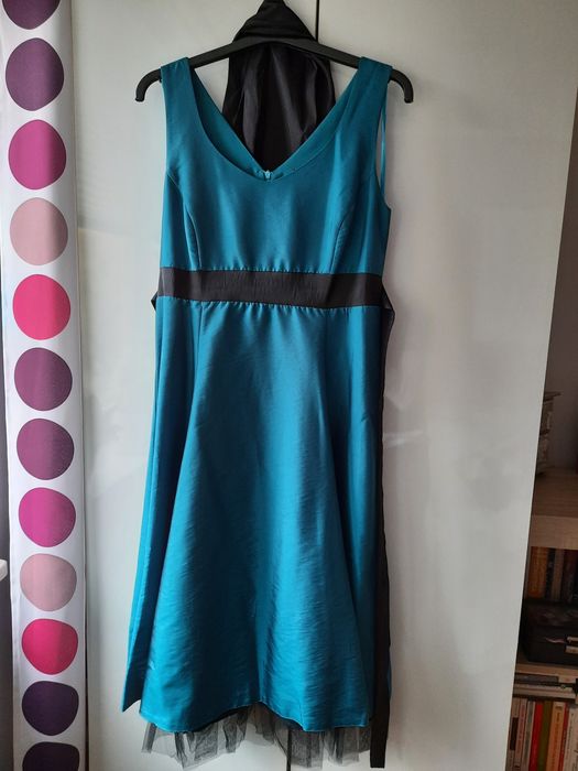 Elegancka sukienka 40/42 niebieska/turkus
