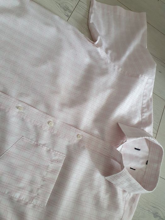 Koszula męska biała w różową kratkę XL/XXL