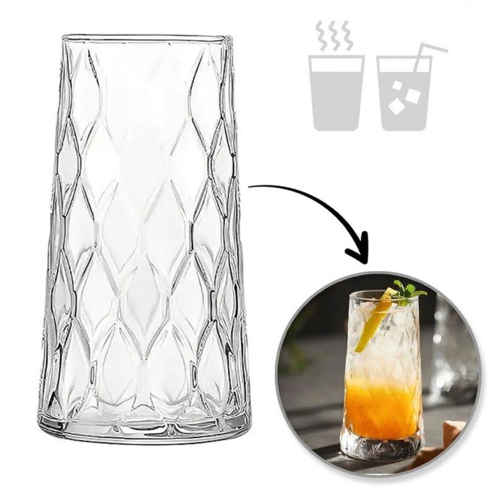 Szklanka falowana wysoka 475 ml grube szkło do drinków i napojów