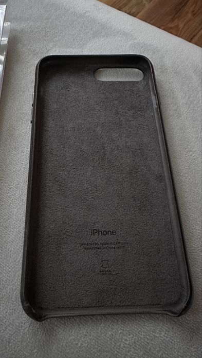 Oryginalne etui Apple iphone 8 Plus skórzane, szare, drugie gratis plus szkło ochronne.