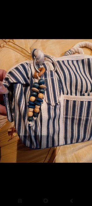 Bolsa de verão,  azul e branca, Bershka