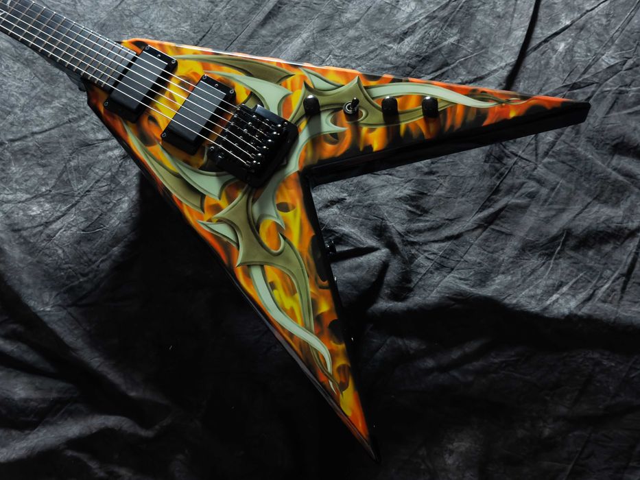 B.C. Rich Kerry King KKV Flying V Tribal Flames