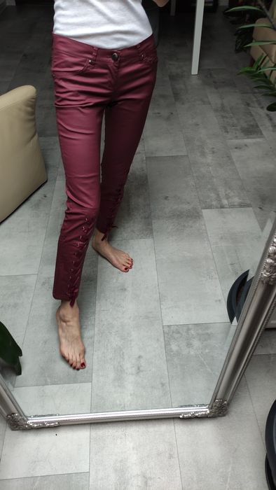 Spodnie skinny eko skóra sznurowane xs