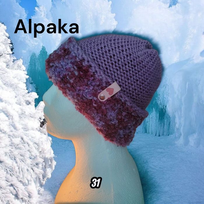 Mega ciepła czapka dwustronna dwuwarstwowa bezszwowa handmade