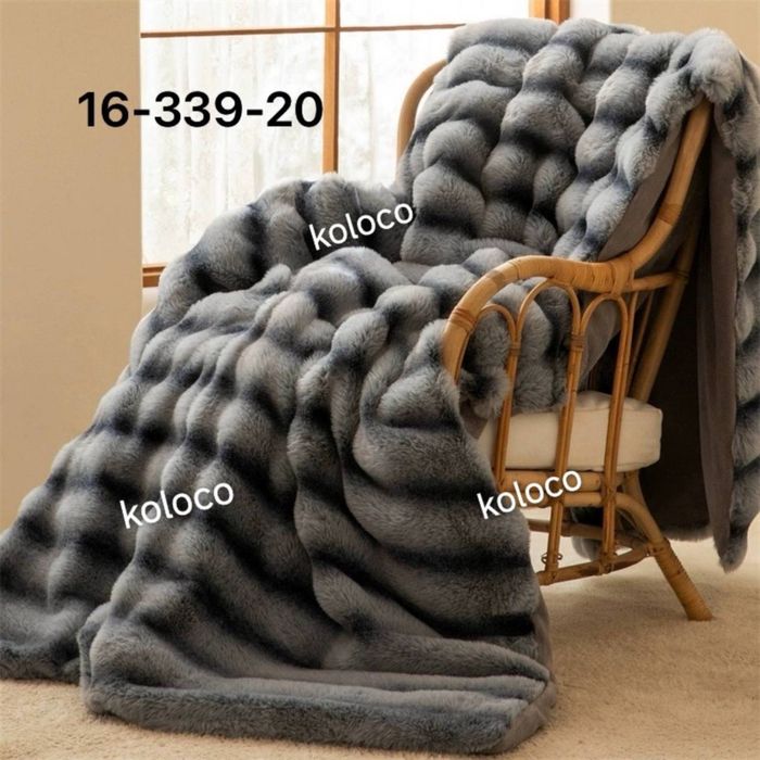 Акція 3 дні!Шикарное Покривало плед Королівська Шиншила кролик смужка