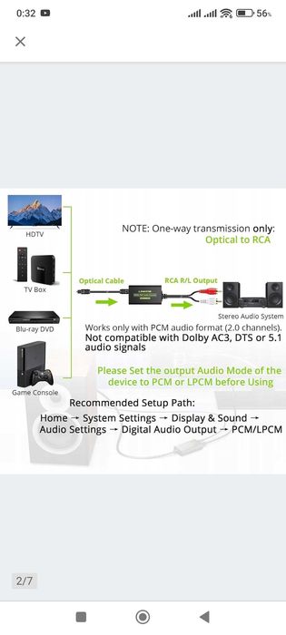 Konwerter DAC optyczne Cyfrowe analogowe przetwornik Toslink LiNKFOR Konwerter SPDIF RCA DAC Toslink PCM LPCM