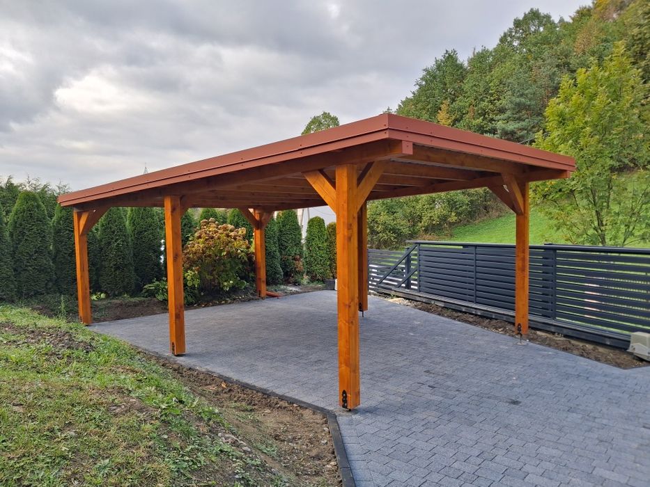 Wiata garażowa drewniana carport zadaszenie tarasu garaż