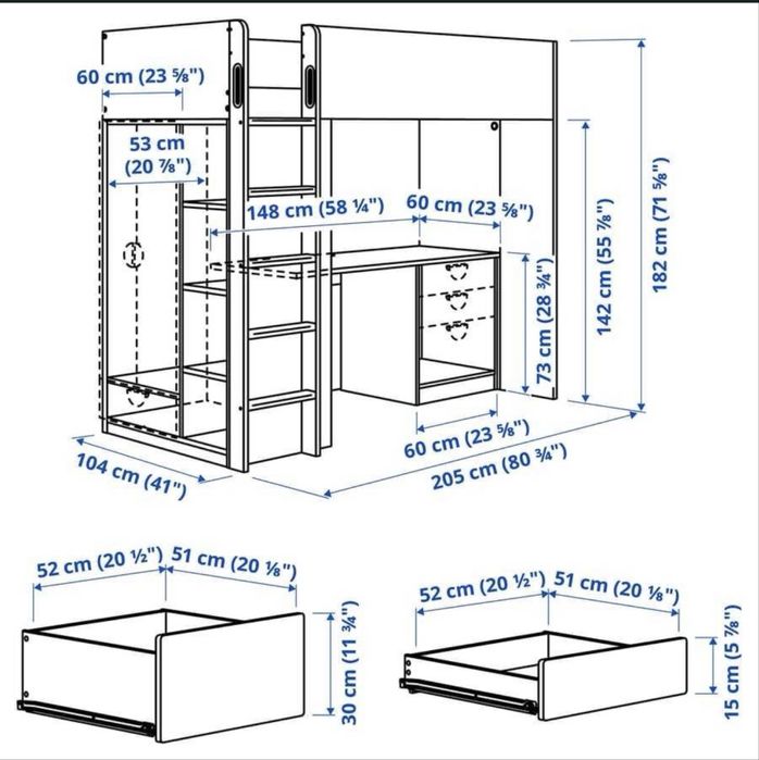 Cana Beliche com secetaria e estante Ikea