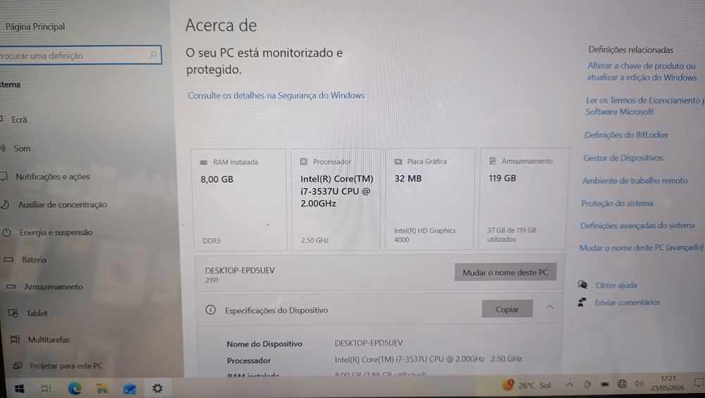 Portátil Lenovo I7-3537U Ideapad Yoga 13