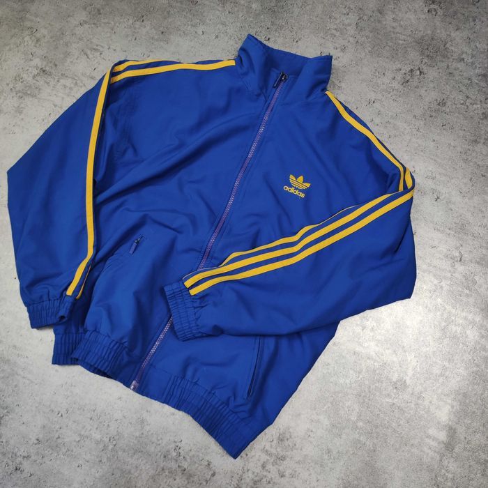 MĘSKA Vintage Retro Lata 90s Niebieska Bluza Kurteczka Adidas 3 Paski